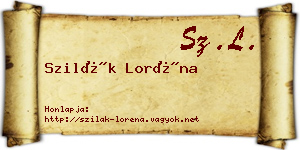 Szilák Loréna névjegykártya